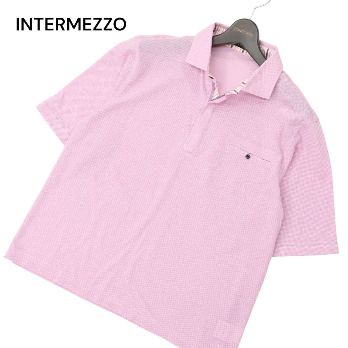 INTERMEZZO インターメッツォ レナウン 春夏 半袖 ポロシャツ Sz.LL　メンズ 大きいサイズ ピンク 日本製　C4T04415_5#A_画像1