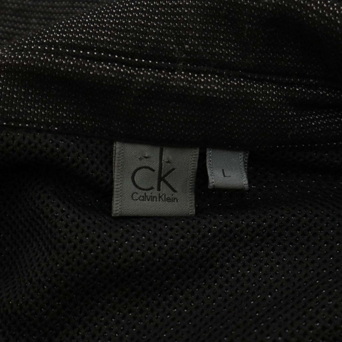CK Calvin Klein カルバンクライン 春夏 半袖 Fレイヤード ポロシャツ Sz.L　メンズ 黒　C4T04407_5#A_画像5