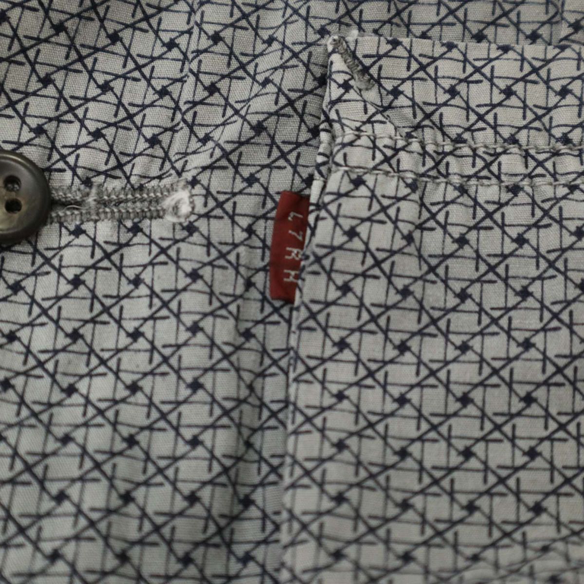 L7 REAL HIP L seven настоящий бедра весна лето короткий рукав общий рисунок * рубашка work shirt Sz.2 мужской серый сделано в Японии C4T04917_5#A