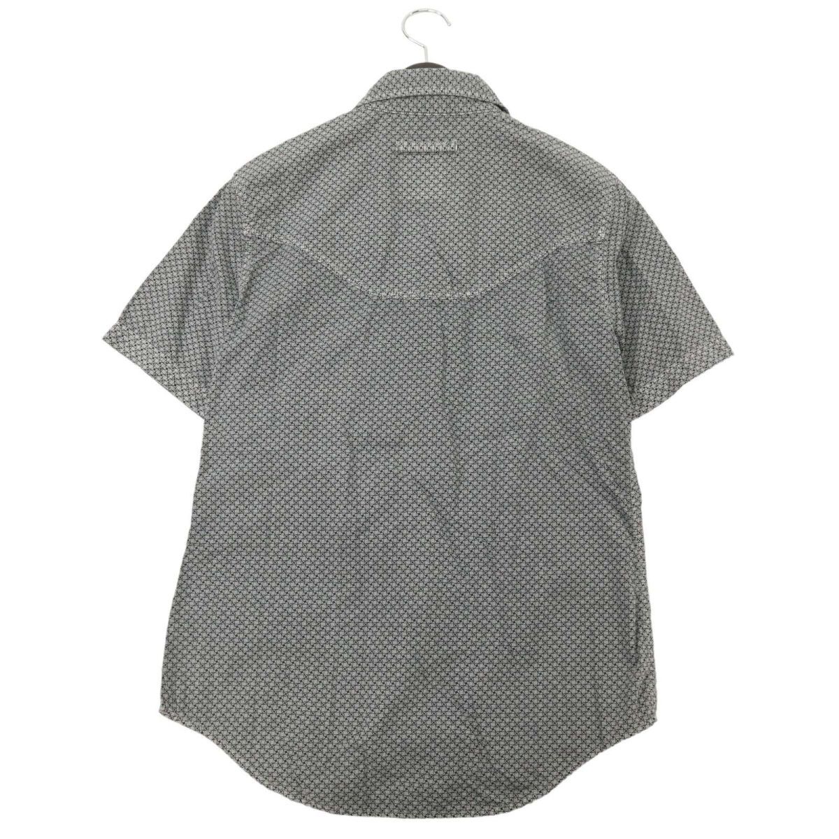 L7 REAL HIP L seven настоящий бедра весна лето короткий рукав общий рисунок * рубашка work shirt Sz.2 мужской серый сделано в Японии C4T04917_5#A