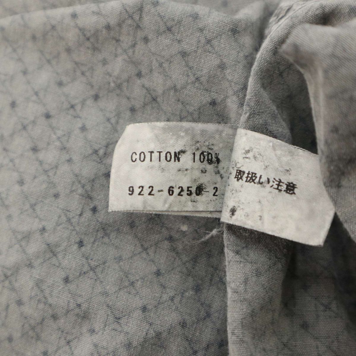 L7 REAL HIP L seven настоящий бедра весна лето короткий рукав общий рисунок * рубашка work shirt Sz.2 мужской серый сделано в Японии C4T04917_5#A