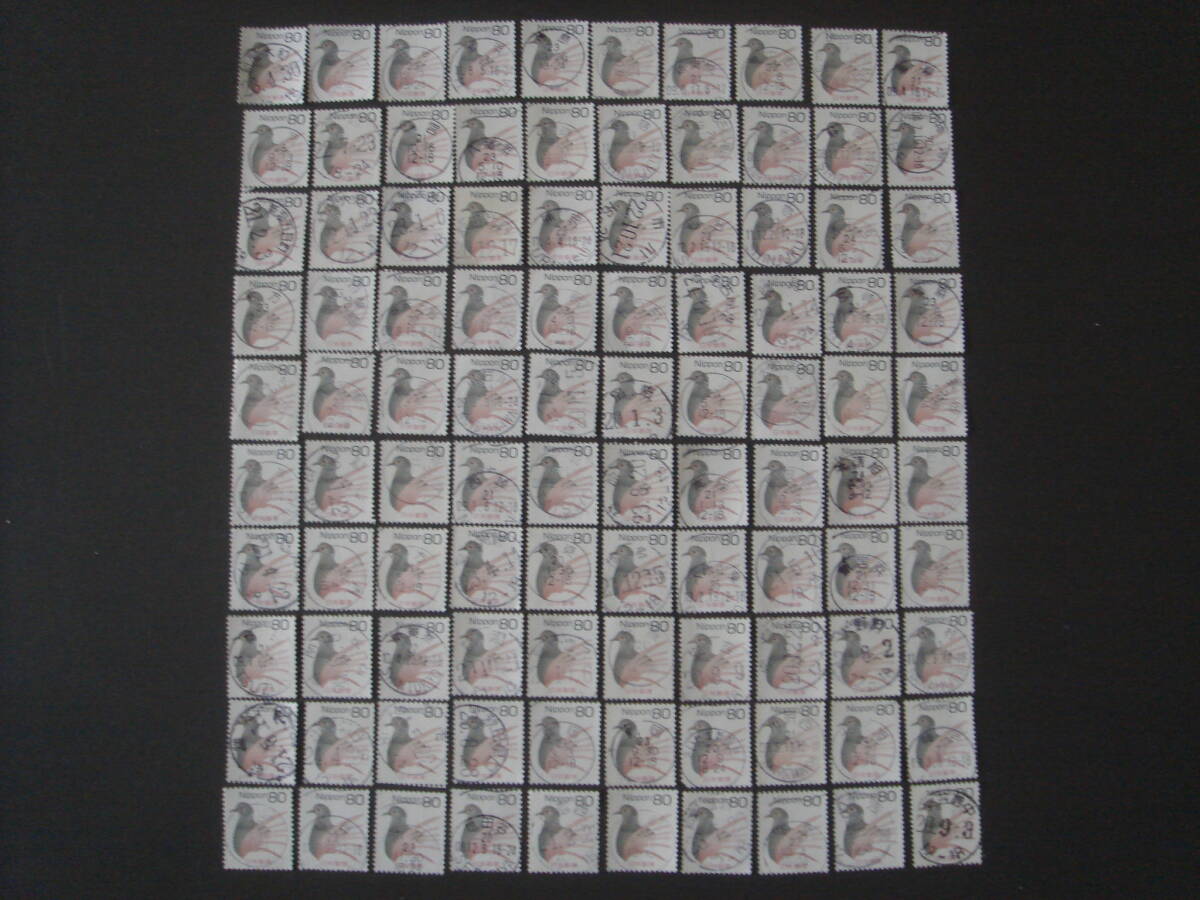 日本切手　使用済　満月印　100枚　　　_画像1