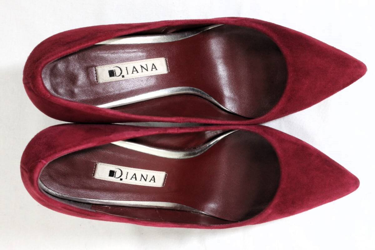 08【極美品】ダイアナ パンプス 23.0cm 赤紫 パープル スエード ヒール tqe DIANA 日本制 靴 ★使用感少ない★極美品★
