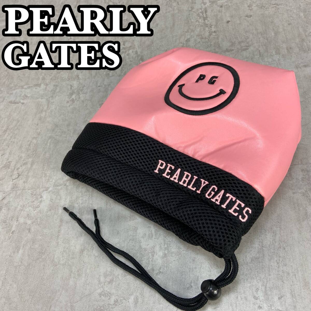 PEARLY GATES パーリーゲイツ　ゴルフ用品 アイアン用ヘッドカバー ピンク×ブラック　スマイルロゴ　８９ロゴ_画像1