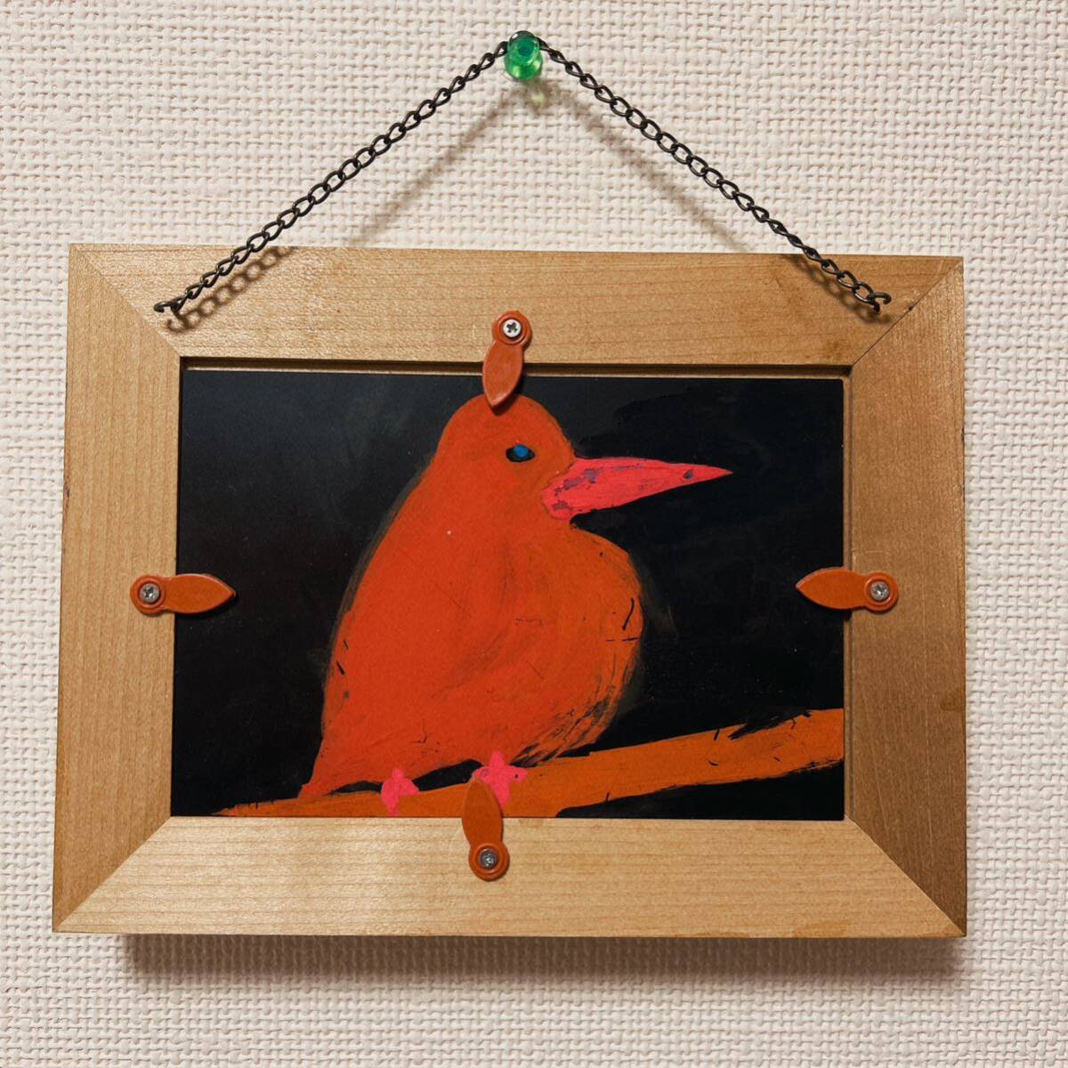 [ハンドメイド]2:フォトフレーム　彫り物　彫刻　　鳥の絵　