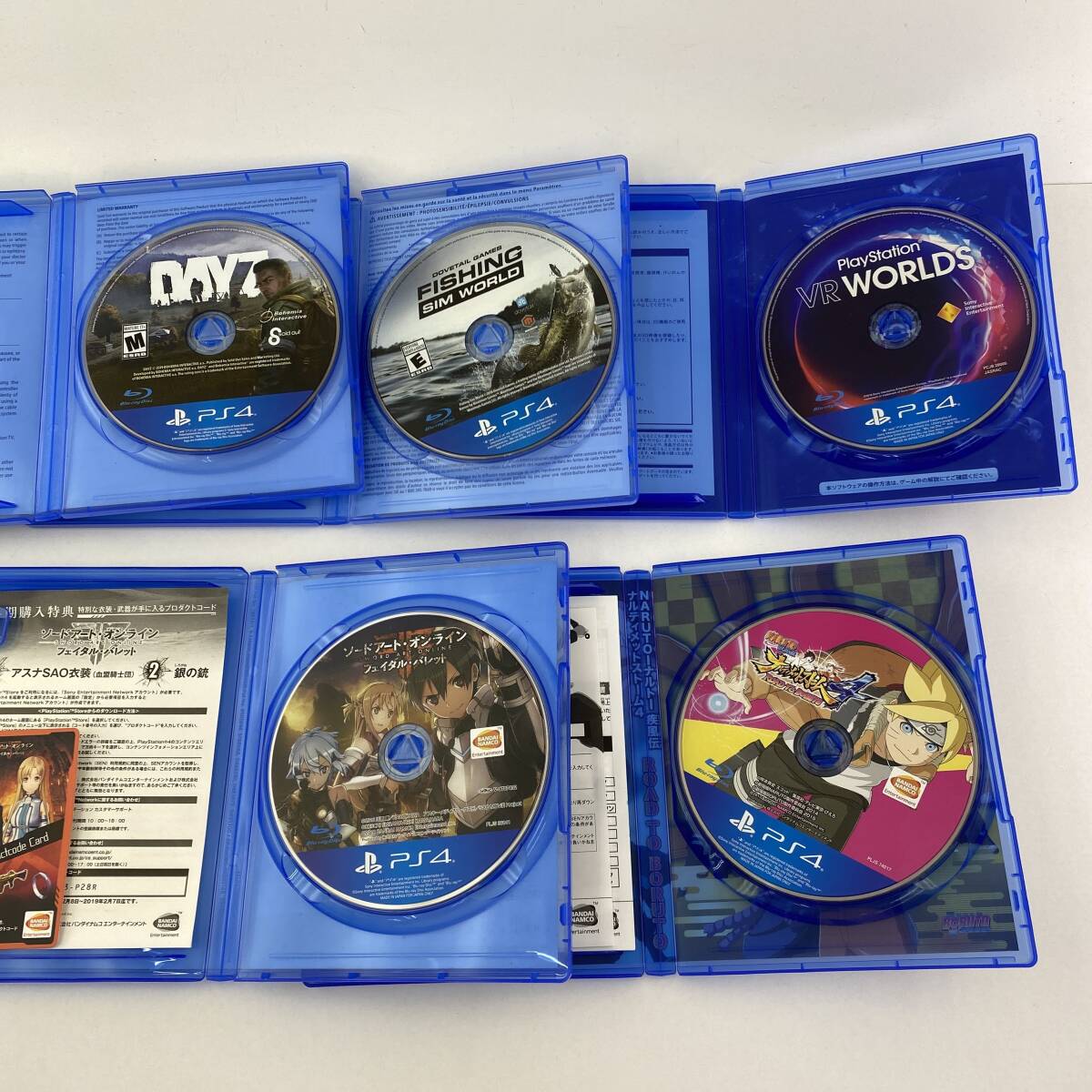 [1 jpy ~]PS4 soft 6 pcs set narutimeto storm 4 / Sword Art * online / DAYZ / two no country II / VR WORLDS / FISHING