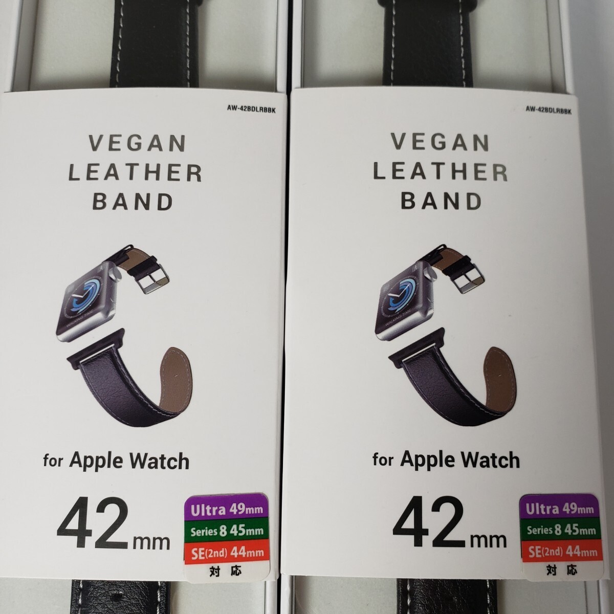 2個セット Apple Watch用 レザーバンド (合成皮革) ブラック