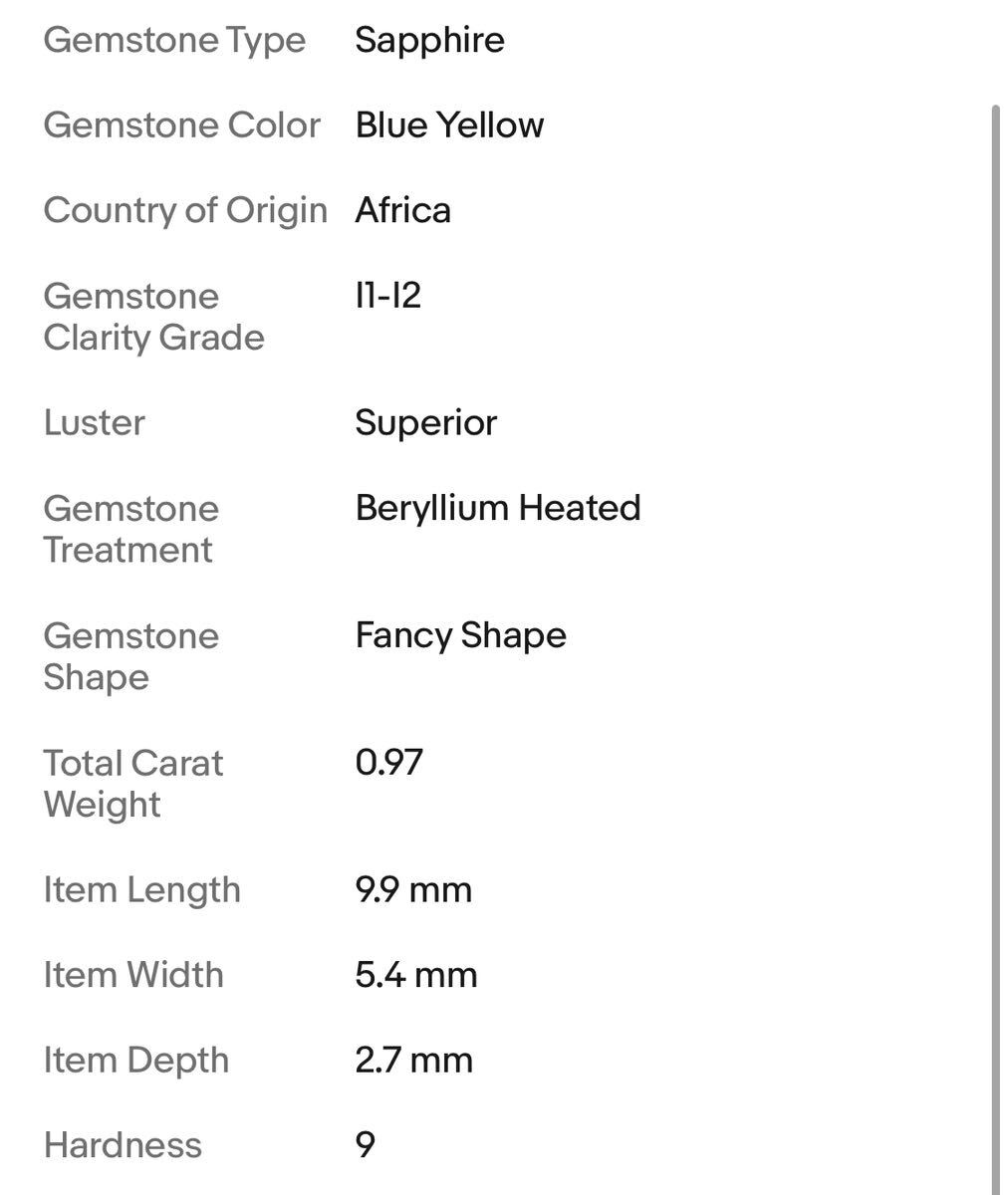  blue yellow sapphire 0.97 carat. valuable . gem! Africa production Nice Shape *100 jpy start *