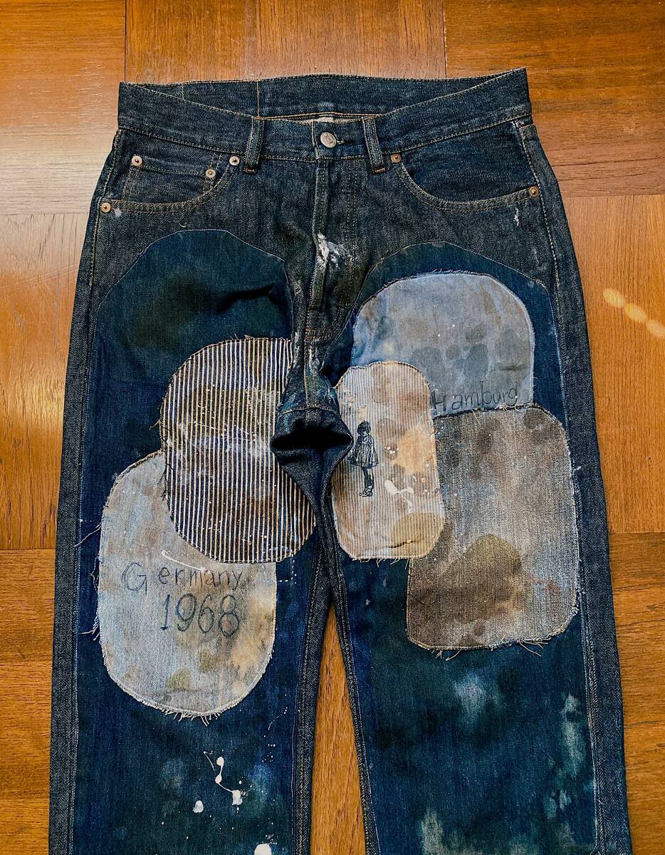 ジル・サンダー JIL SANDER 31/36 ダブルニー repair remake paint パッチワーク 襤褸 (リーバイス 501 501XX 大戦 RRL キャピタル )_画像2