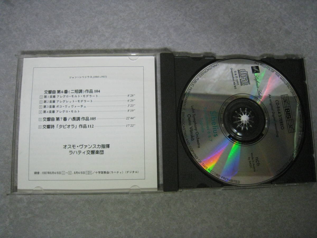 CD　Sibelius　Symphonies　６＆７　Tapiola　シベリウス　交響楽第6番　第7番　交響詩タピオラ_画像3