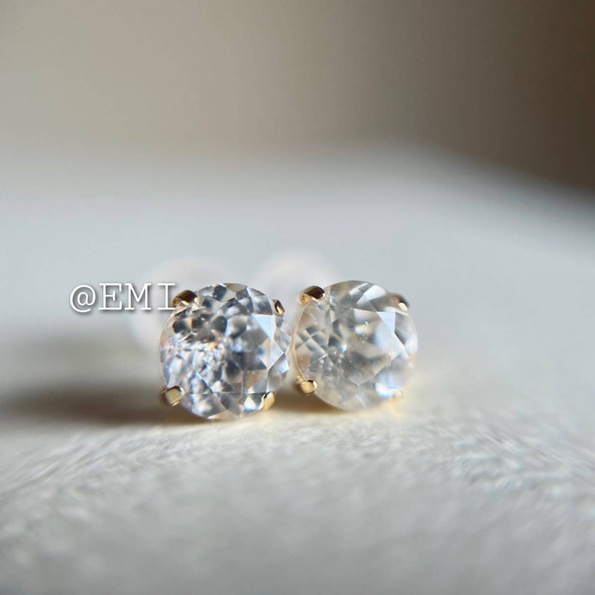 [ time sale *] K18YG natural stone ivory zircon earrings 1.40ct 18 gold 