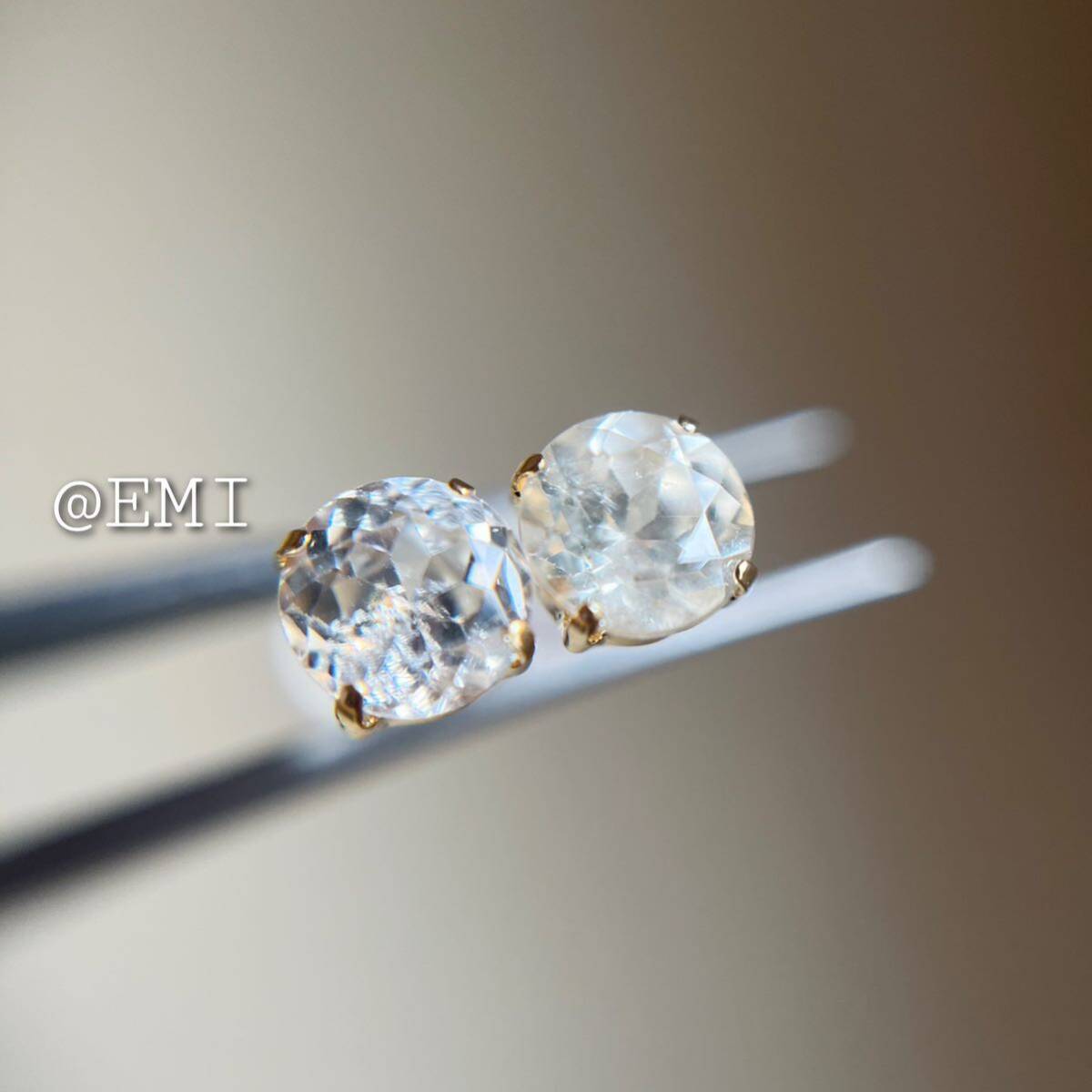 [ time sale *] K18YG natural stone ivory zircon earrings 1.40ct 18 gold 