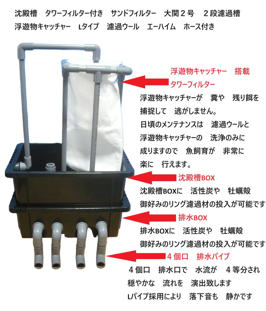 沈殿槽 タワーフィルター付き サンドフィルター 大関2号 2段 沈殿槽 タワーフィルター付き サンドフィルター 大関2号 2段