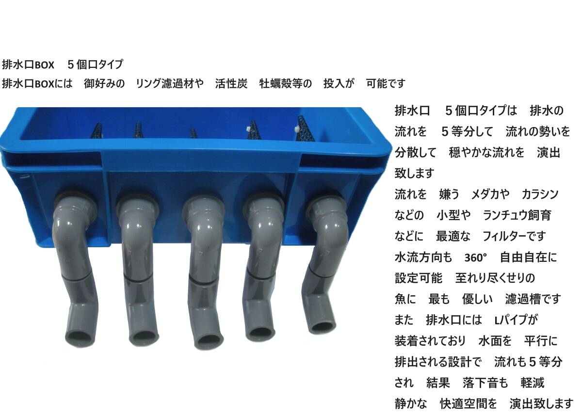 沈殿槽　タワーフィルター付き 排水口 ５個口 サンドフィルター　３S　3段濾過槽　2　濾過砂　濾過ウール　ホース　水中ポンプ付き　_画像3