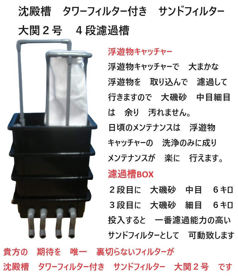 沈殿槽 タワーフィルター付き サンドフィルター 大関2号 4段 沈殿槽 タワーフィルター付き サンドフィルター 大関2号 4段