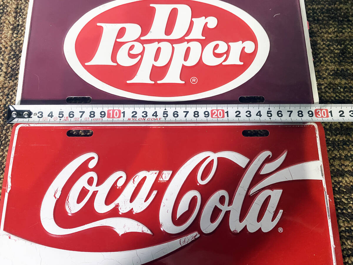** used *2 pieces set! Coca-cola/Dr Pepper( Coca * Cola /dokta- pepper ) metal tin plate signboard [ made of metal signboard ]DE6V