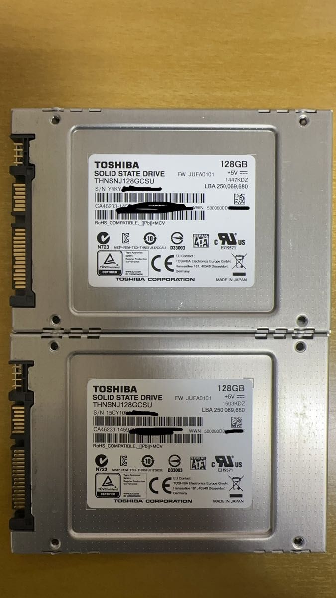 2個セットTOSHIBA SSD 128GB THNSNJ128GCSU SATA 