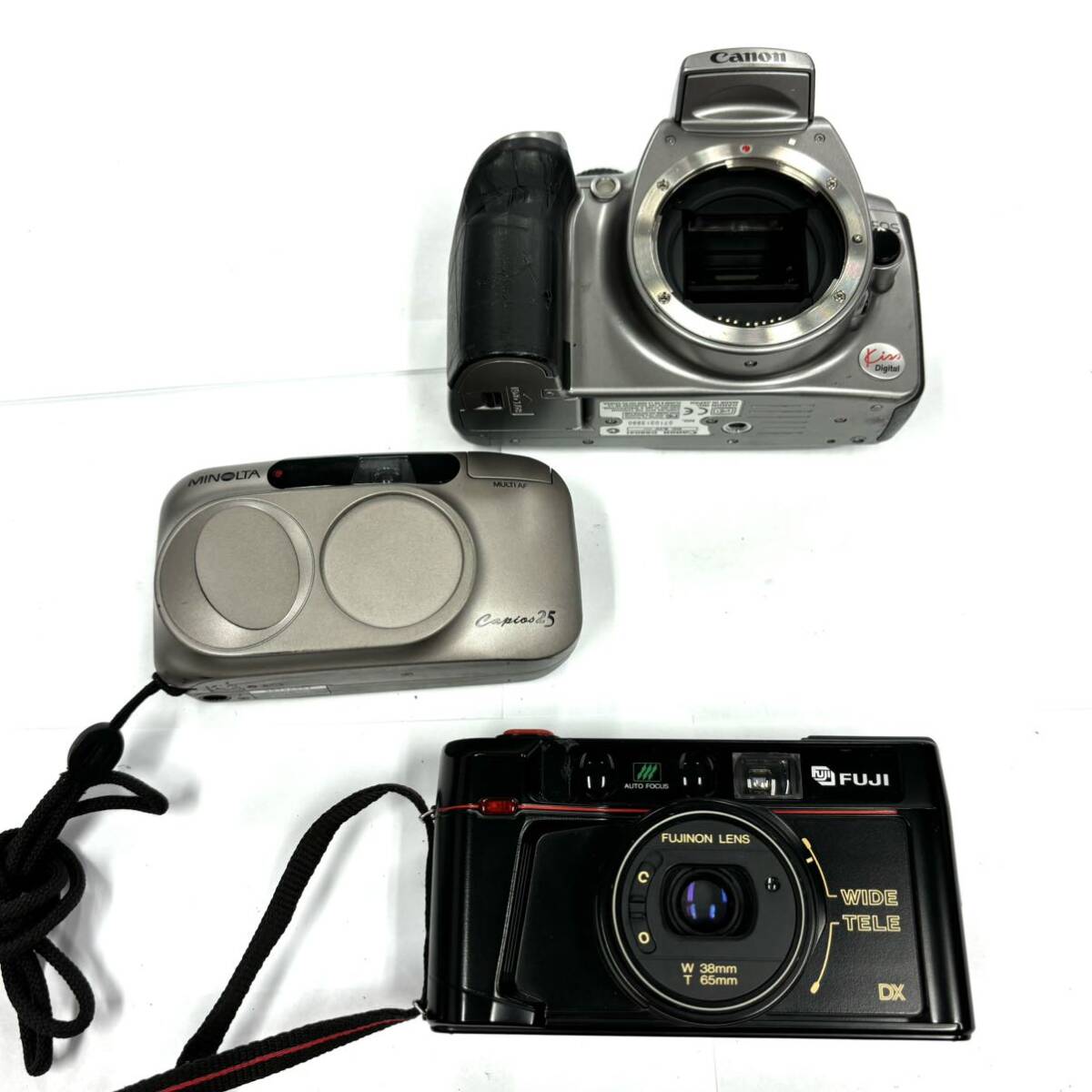 H2906 カメラ まとめ フィルムカメラ デジタルカメラ Canon キヤノン EOS Kiss DS6041 FUJI TW-300 DATE MINOLTA ミノルタ Capios25 中古_画像2