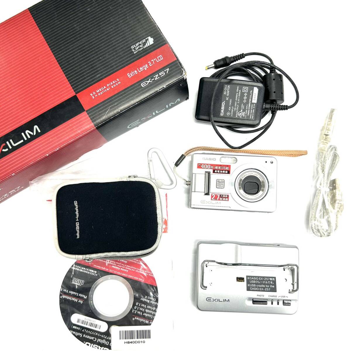 Y608 コンパクトデジタルカメラ CASIO カシオ EXILIM エクシリム EX-Z7 5.8mm-17.4mm 5.0MEGA PIXELS ジャンク品 中古 訳あり_画像1