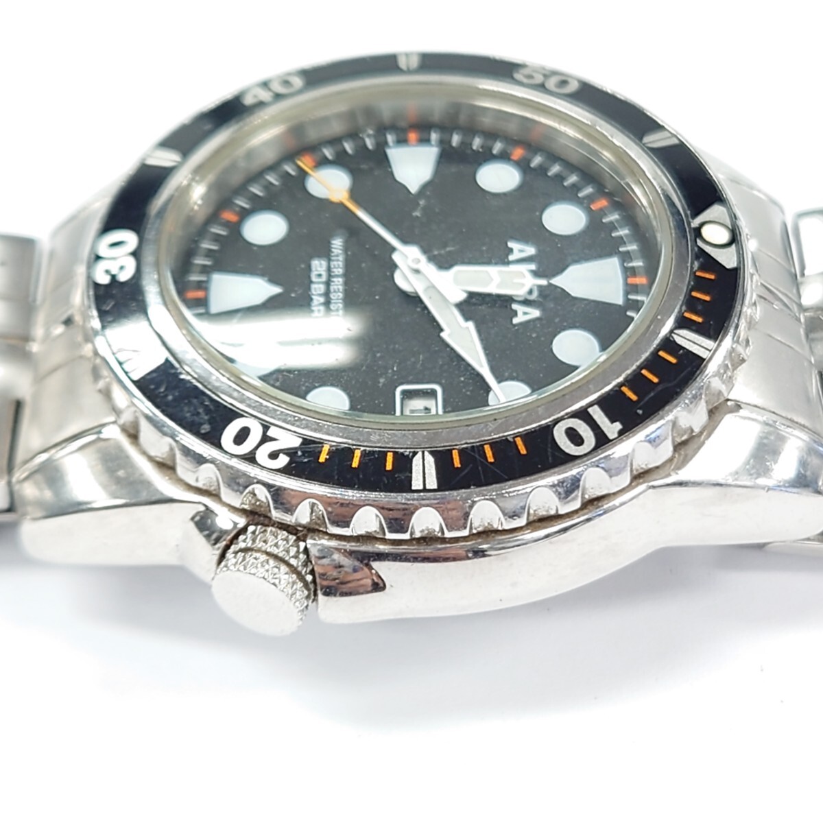 I1025 腕時計 SEIKO ALBA WATER RESISTANT 20BAR VJ32-KH20 セイコー アルバ ダイバー ウォッチ 中古 ジャンク品 訳ありの画像4