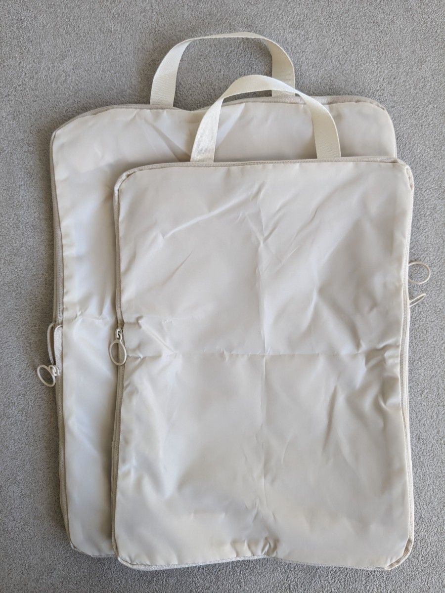 旅行用圧縮袋 圧縮袋 圧縮 圧縮ポーチ 圧縮バッグ 衣類圧縮袋 ベージュ 2枚セット