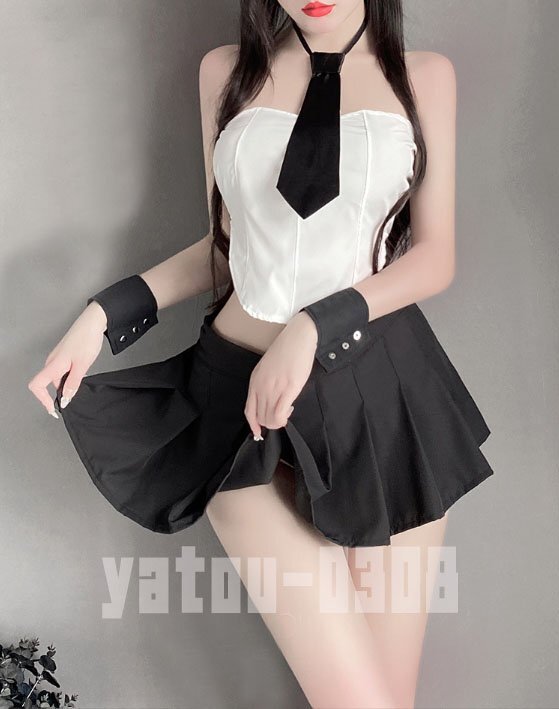 H077 cosplay wear .. design necktie tops miniskirt policewoman secretary sexy Ran Jerry Night wear 