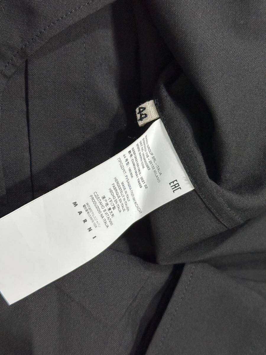 MARNI マルニ 21AW トロピカルウール製オーバーシャツ フードシャツ パーカー ブラック CUMU0195A1 TW839_画像6