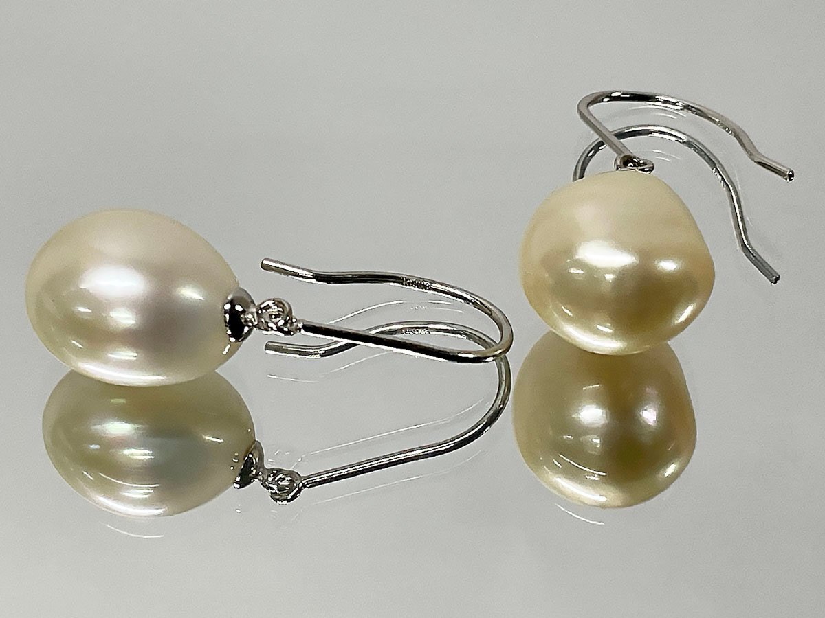[ free shipping ] beautiful goods K14WG pearl swing earrings hook earrings white gold pearl WG