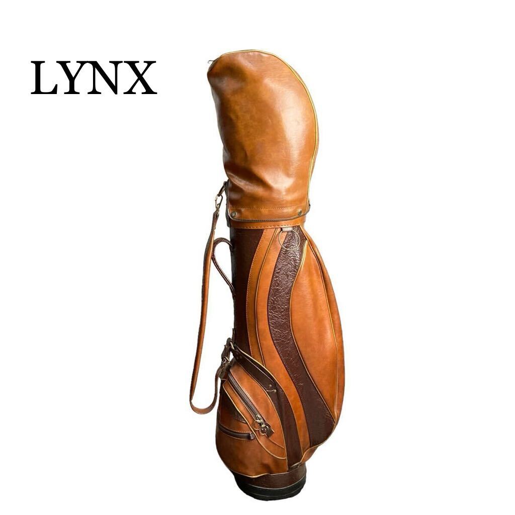 LYNX リンクス　キャディバッグ　ビンテージ 革　レザー　ブラウン　茶色　 6分割 8.5型_画像1