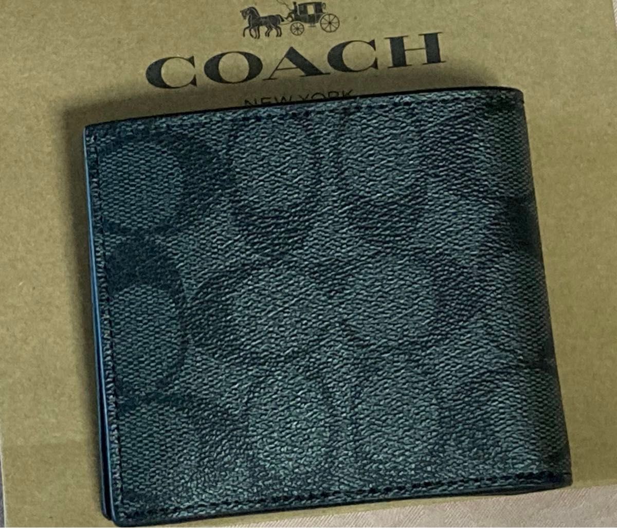 新品　COACH コーチ　メンズ　二つ折り財布　シグネチャー