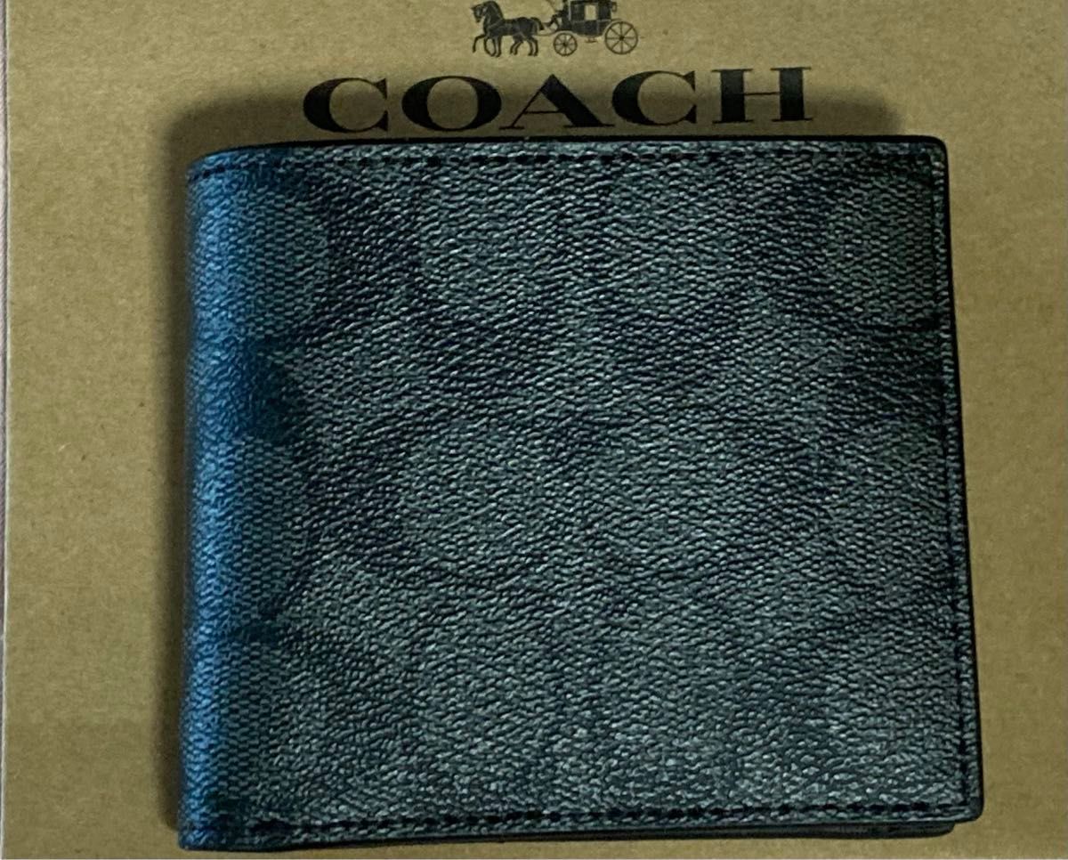 新品　COACH コーチ　メンズ　二つ折り財布　シグネチャー