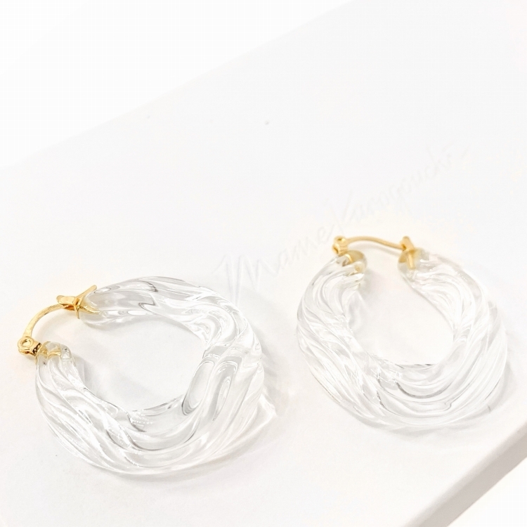 Mame Kurogouchi マメクロゴウチ Glass Round Full Moon Earrings ガラスラウンドフルムーンピアス クリア MM22FW-AC316_画像1