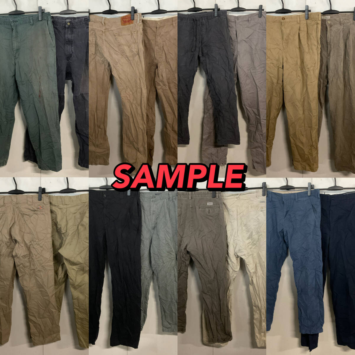 【T637】★ブランド多め★ アメリカ古着卸オススメMEN'S PANTS MIX超大量100kg 2ベールセット ボトムス チノパン ワークパンツ 仕入れの画像2