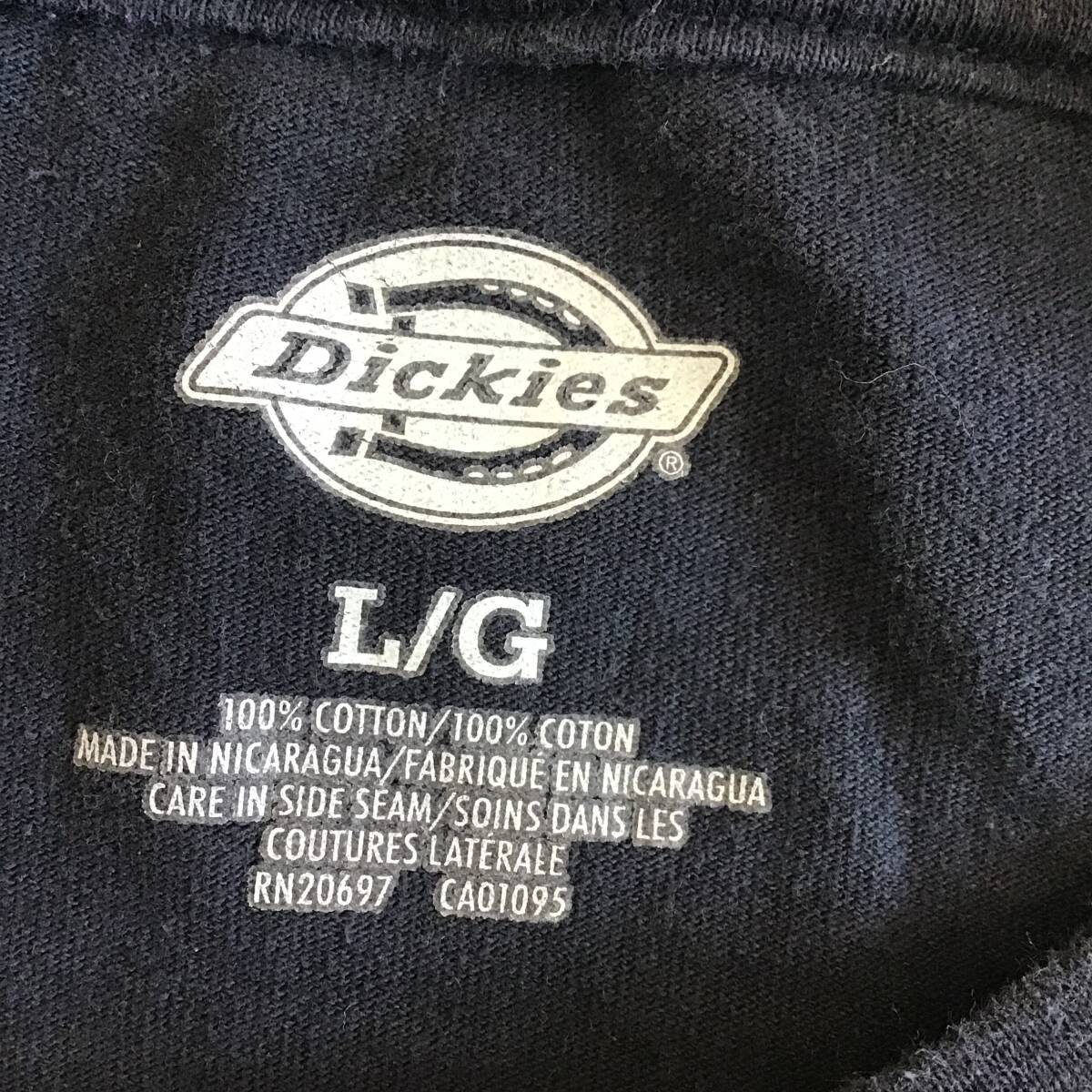 《 H 762》Dickies ディッキーズ 半袖Tシャツ 胸ポケット ワンポイント Lサイズ 黒 トップス 1円スタート アメリカ古着 古着卸_画像4
