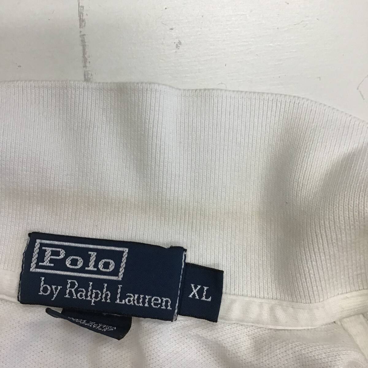 《 H 776》POLO Ralph Lauren ラルフローレン 半袖ポロシャツ 刺繍 XL 白 トップス 1円スタート アメリカ古着 古着卸_画像4