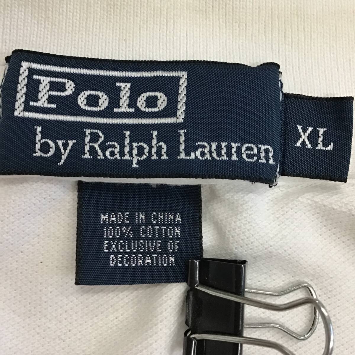 《 H 776》POLO Ralph Lauren ラルフローレン 半袖ポロシャツ 刺繍 XL 白 トップス 1円スタート アメリカ古着 古着卸_画像3