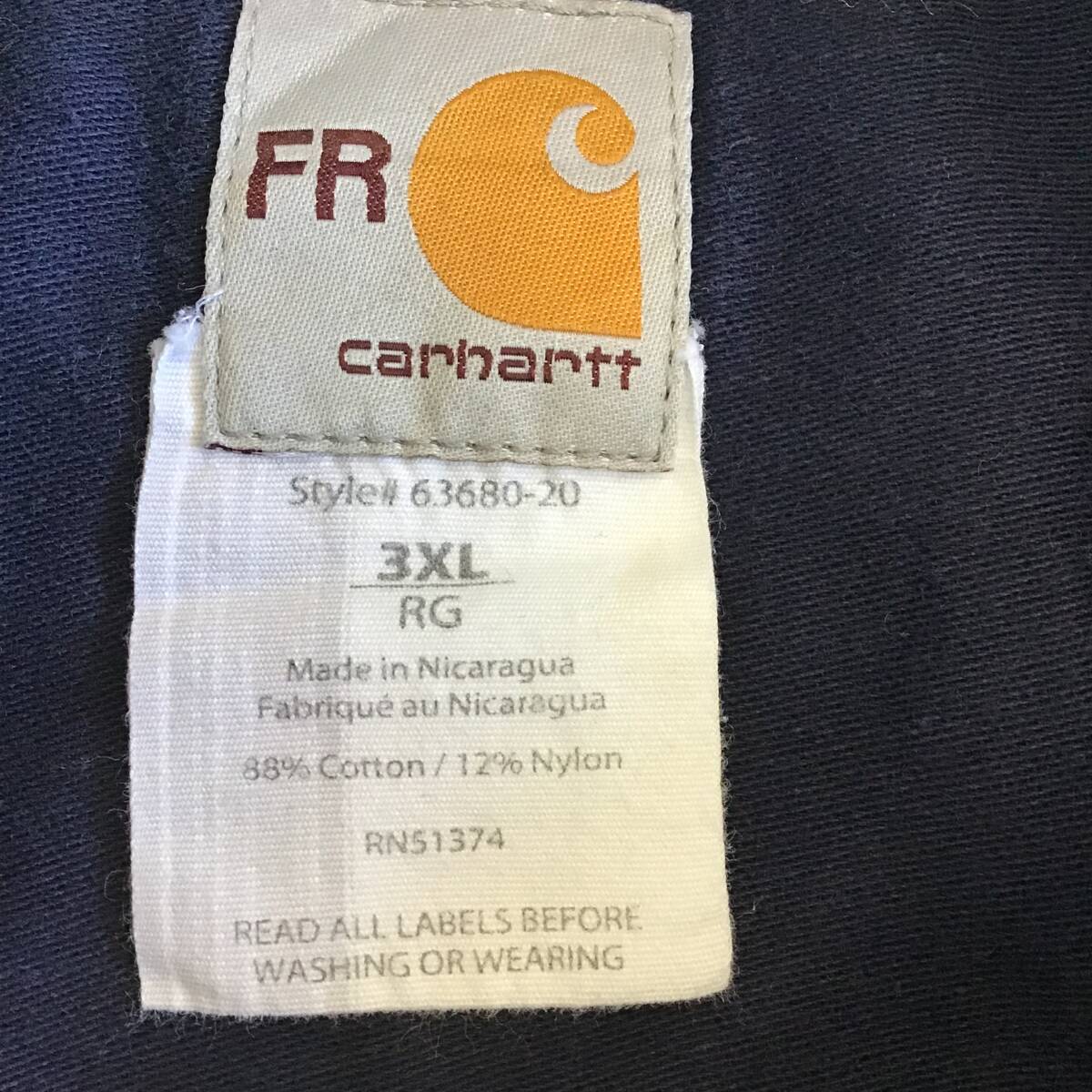 《 H 783》carhartt カーハート 長袖シャツ ワークシャツ リフレクター付き 3XL 紺 アウトドア トップス 1円スタート アメリカ古着 古着卸_画像3