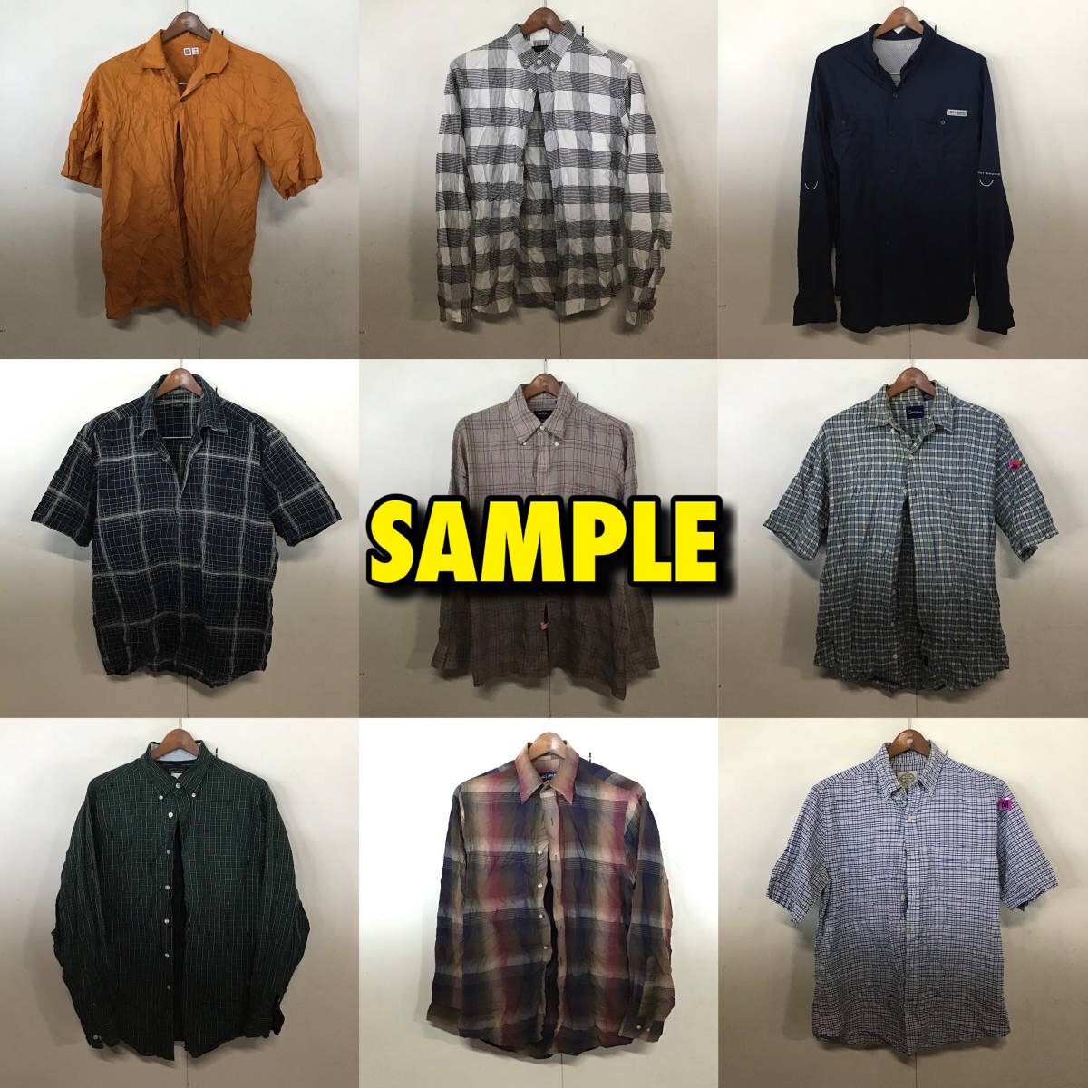 【T680】★1円スタート★ アメリカ古着卸オススメALL MEN'S SHIRT 大量 50kgベール目玉商品 S/S L/S 色デザイン豊富 ブランド有り 仕入れ_画像3