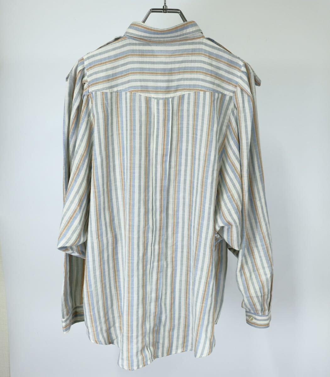 1960〜70s ビンテージ　ストライプデザインシャツ　ドルマンスリーブ　古着屋　オーバーサイズ イギリス　ユーロ　