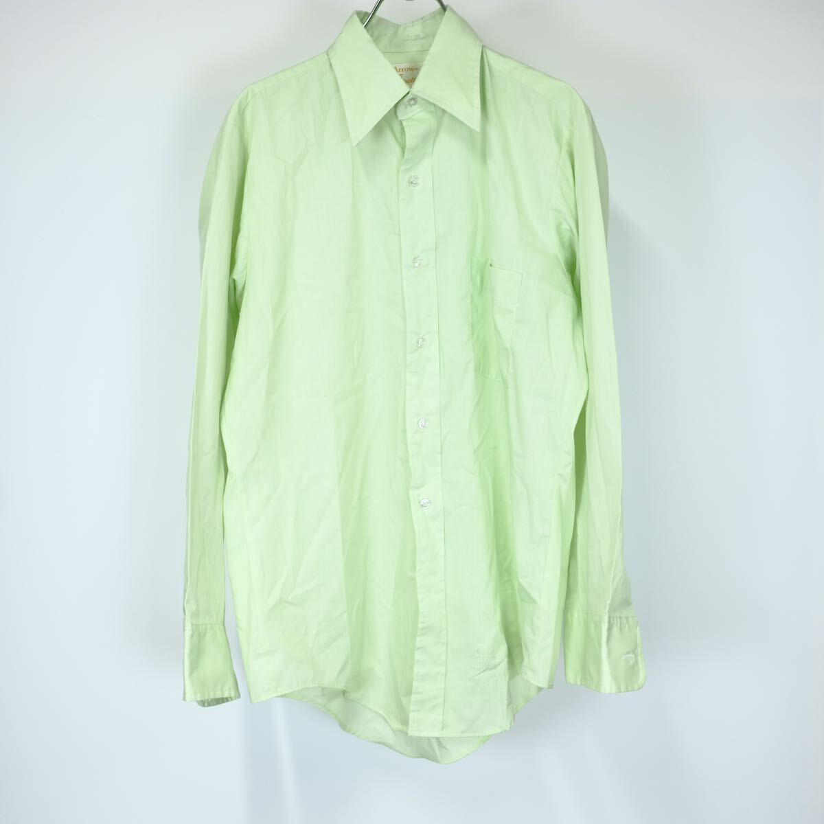 1960s ARROW ペールグリーン　ドレスシャツ　アロー　50s ビンテージ　海外仕入れ　USA製　古着屋　卸売り　ヴィンテージ 長袖シャツ _画像1