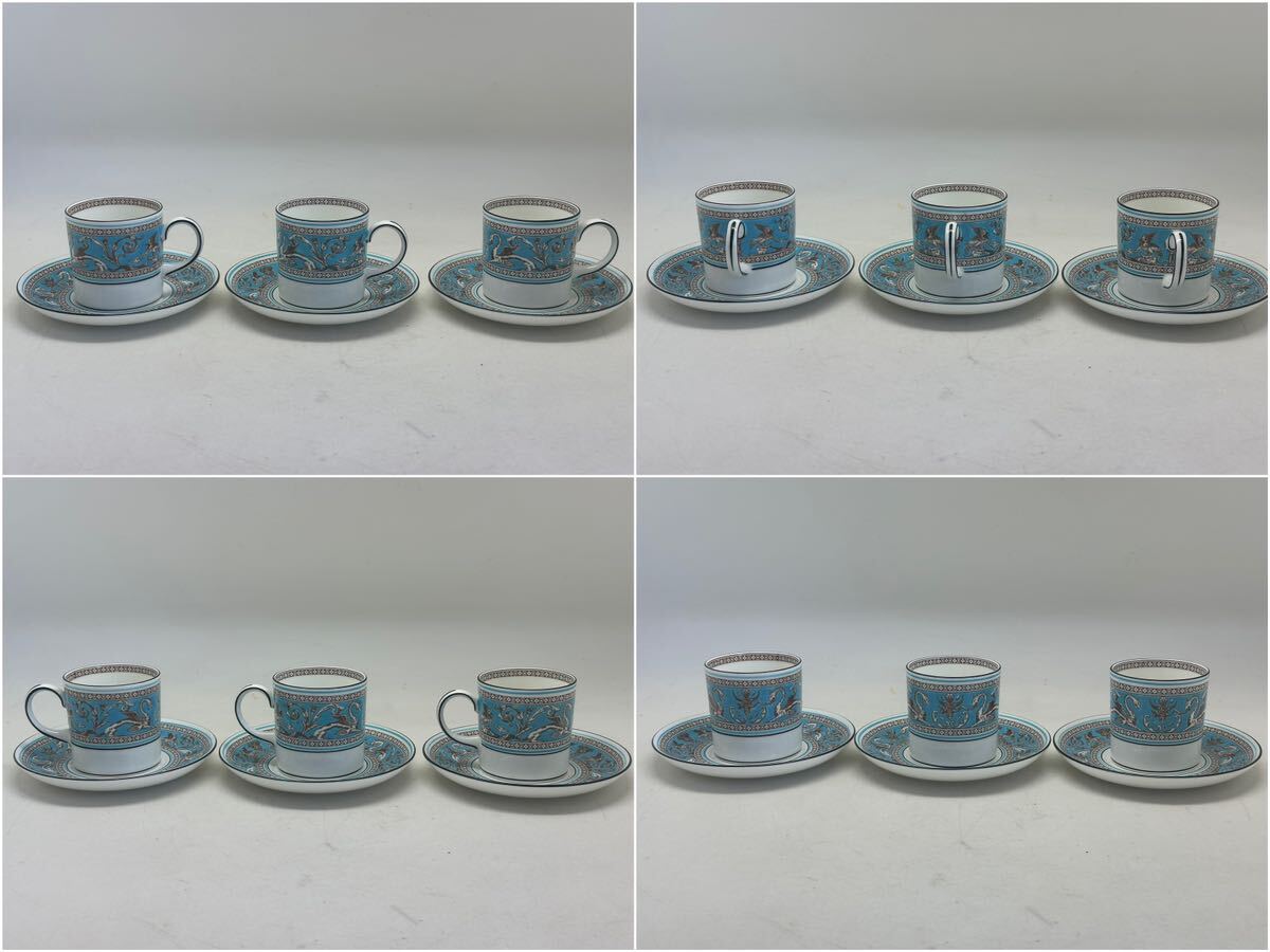 WEDGWOOD ウェッジウッド カップ&ソーサー 6客まとめて TURQUOISE FLORENTINE フロレンティーンターコイズ_画像2