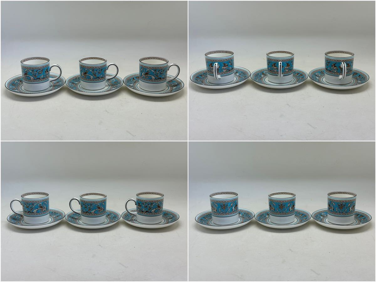 WEDGWOOD ウェッジウッド カップ&ソーサー 6客まとめて TURQUOISE FLORENTINE フロレンティーンターコイズ_画像5