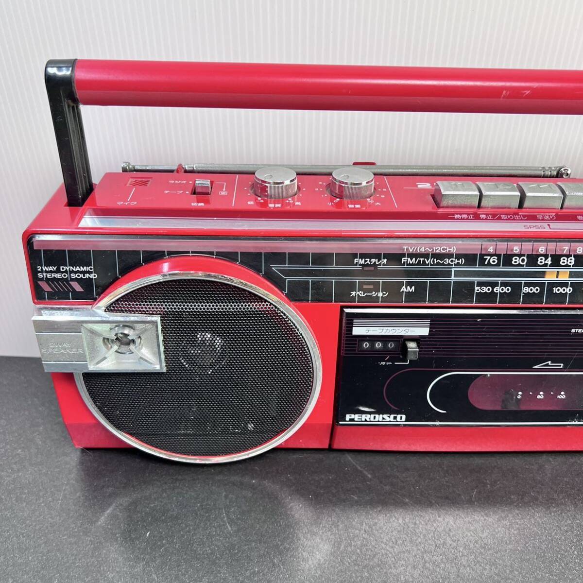 稼働品 ラジカセ HITACHI 日立 TRK-LX03 昭和レトロ ステレオ ラジオ カセット レコーダー g5-95_画像2