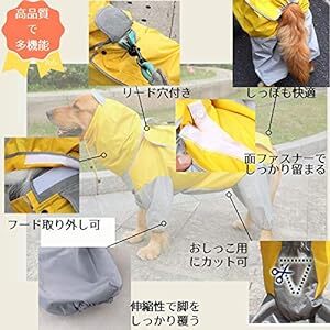 Isdy 犬用 レインコート ドッグウェア カッパ 散歩 雨用 ペット 小型犬 中型犬 大型犬 (後（背）開き, グレー緑・22号_画像4