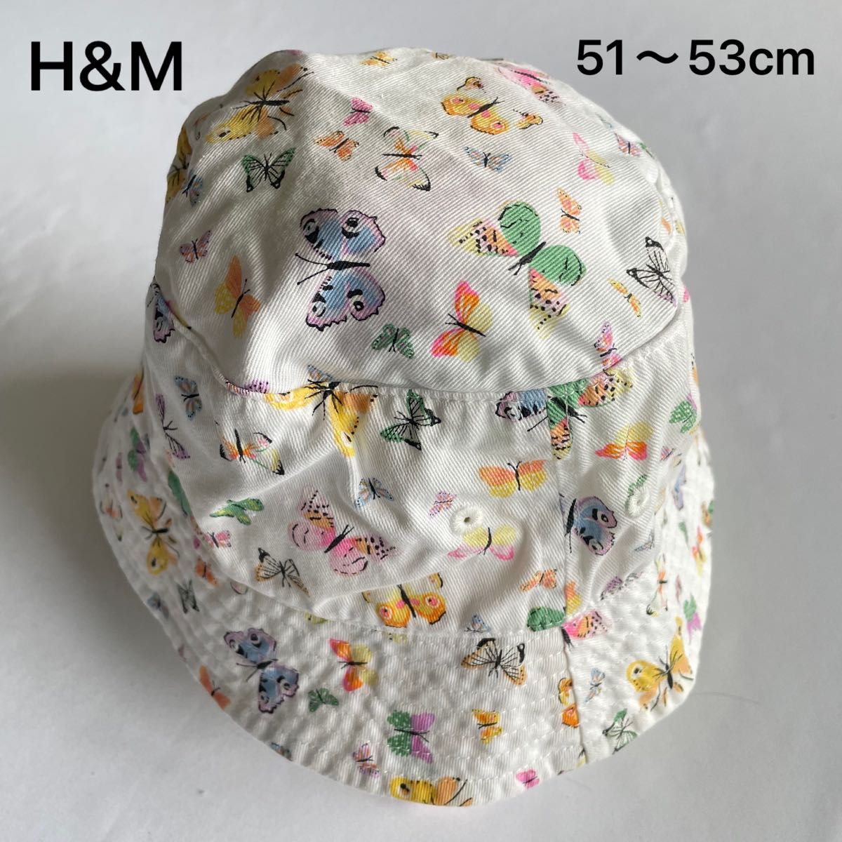 H&M 蝶 バケットハット 帽子 110/128 51〜53cm