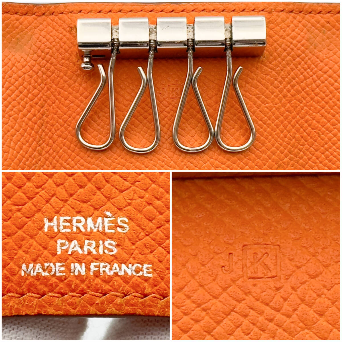 HERMES エルメス　エチュイクレ　キーケース　ヴォーエプソン　オレンジ □K_画像8