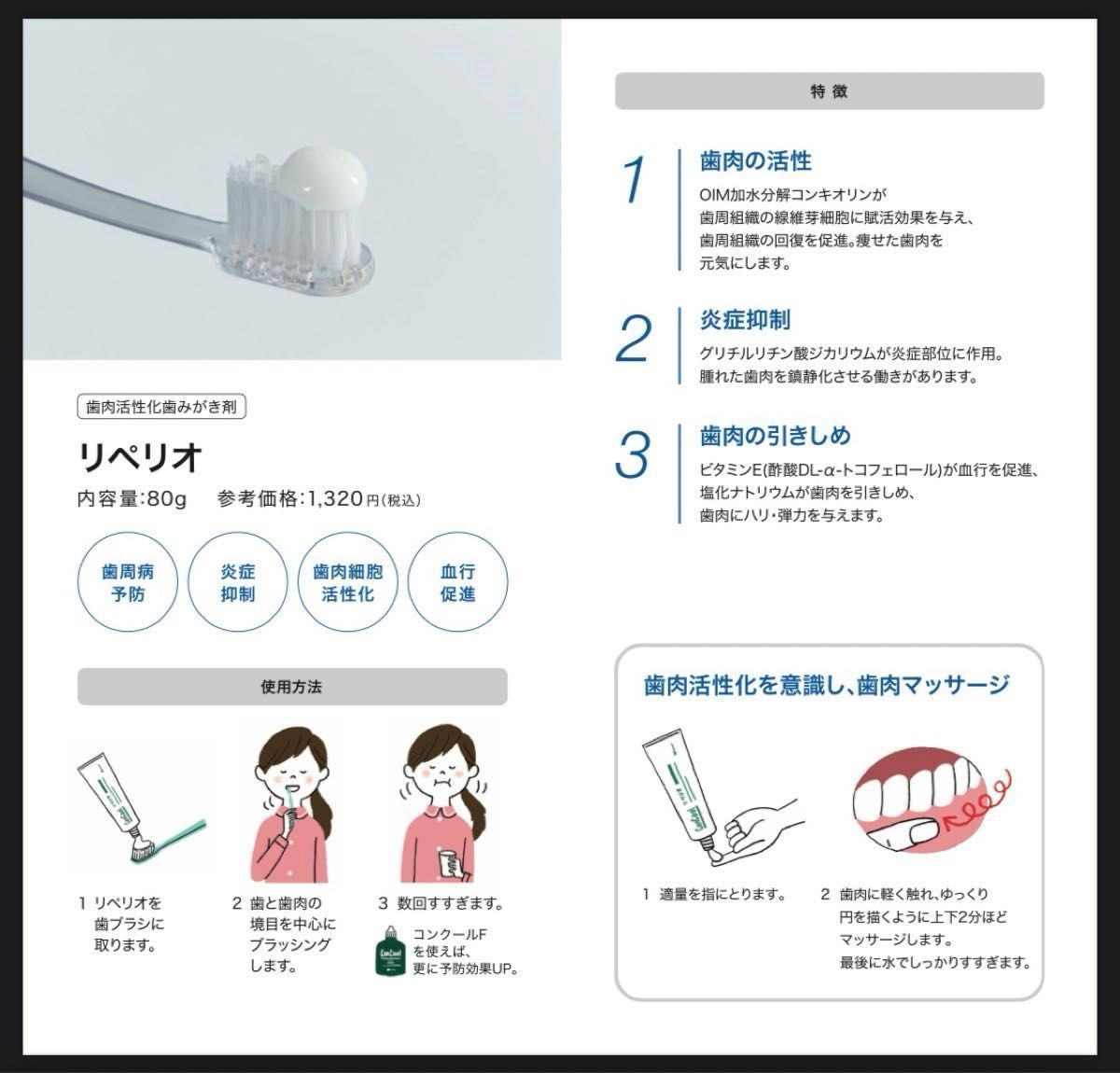 ウェルテック リペリオ 試供品24本 歯磨き粉 コンクール  通常品の1.5倍の量！ 