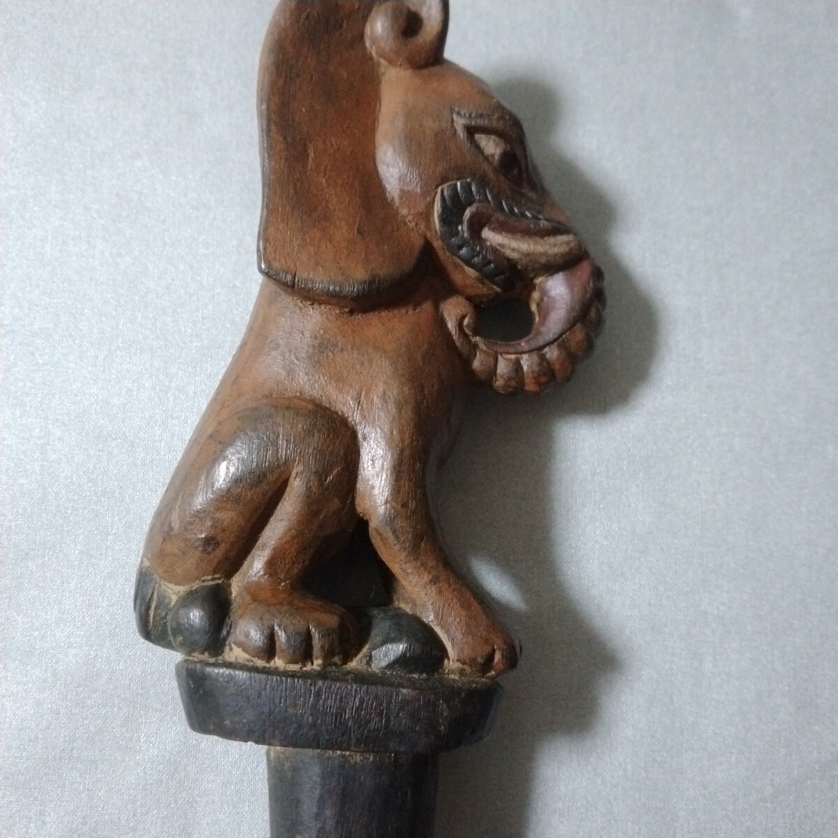 木彫り　ワインボトルヘッド　栓　インドネシア　象　アンティーク風　時代物　送料込み格安　_画像4