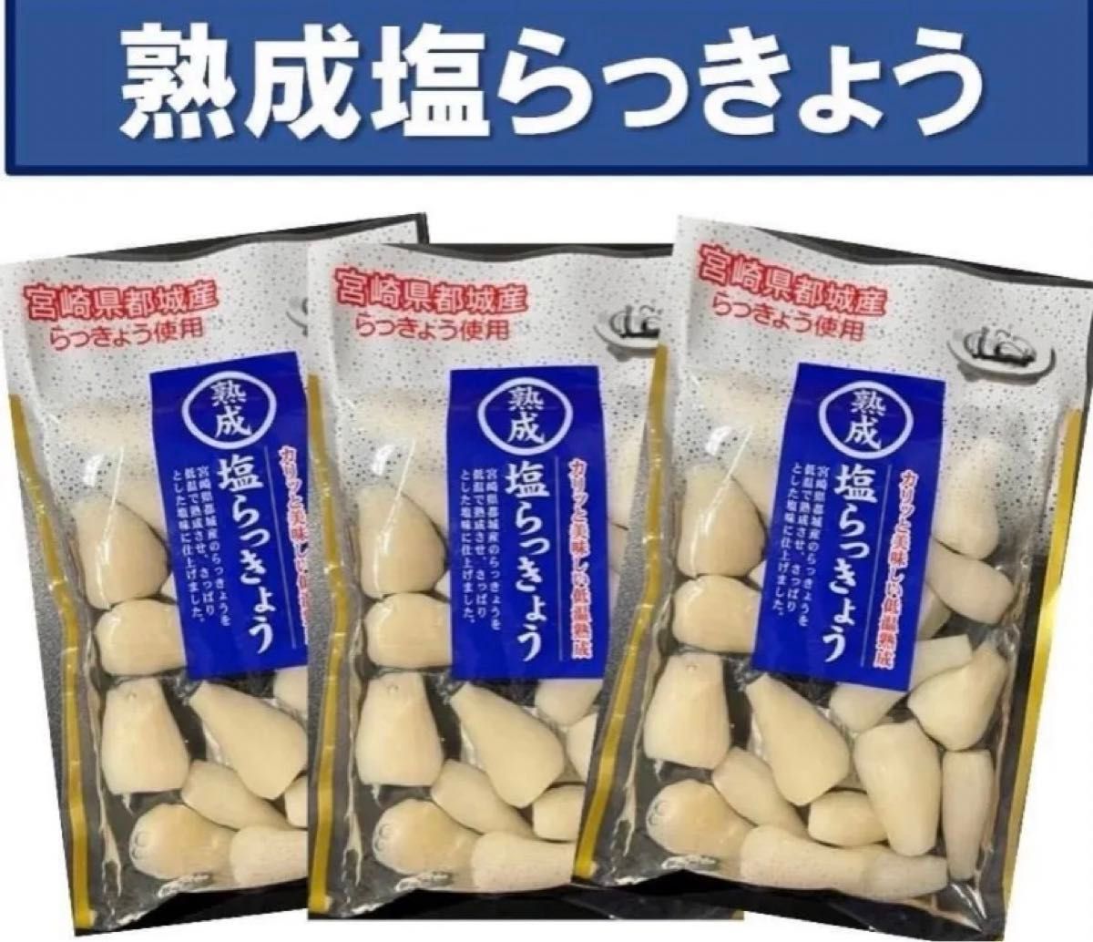 【宮崎のお漬物】熟成・塩らっきょう（塩漬け）90g 3袋 上沖産業さっぱり塩味