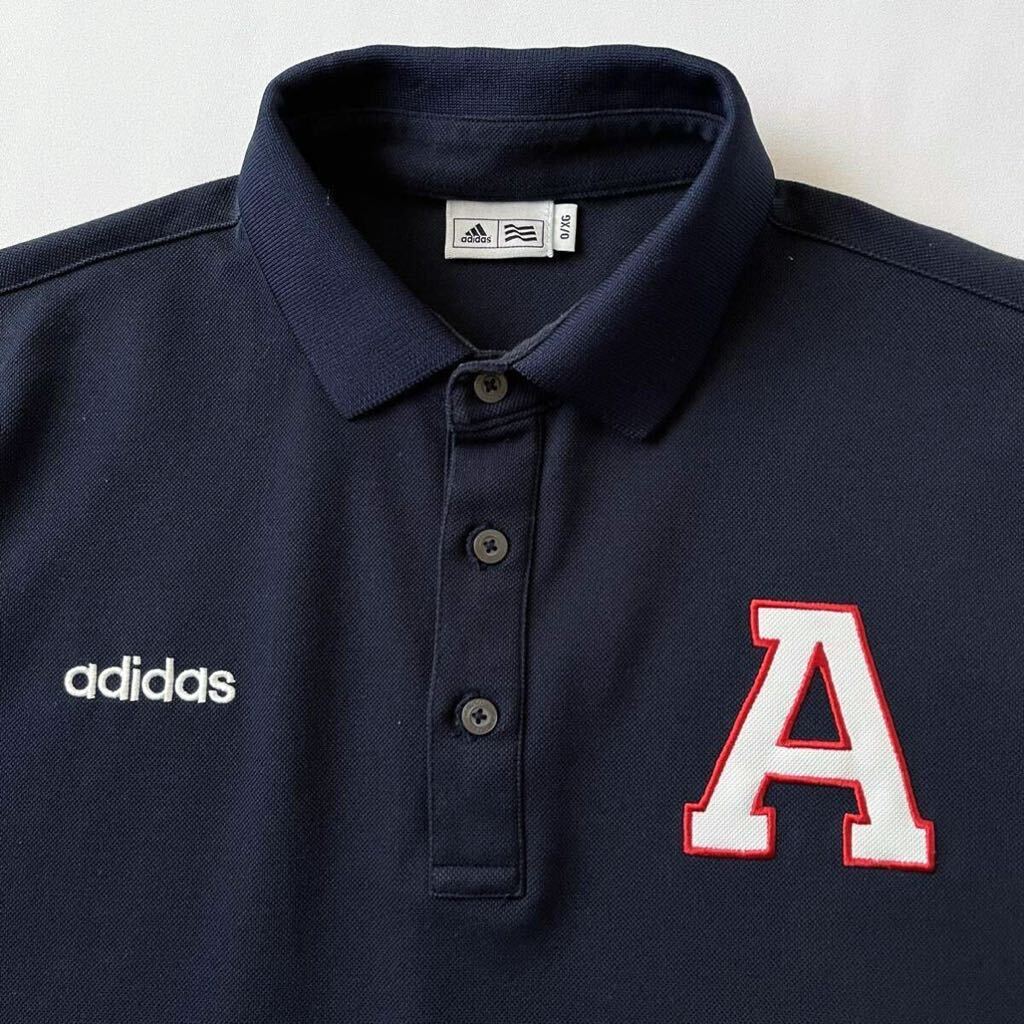 (美品) アディダス adidas 吸汗速乾 ポロシャツ O (XL) ネイビー レッド 半袖 ゴルフ シャツ の画像6